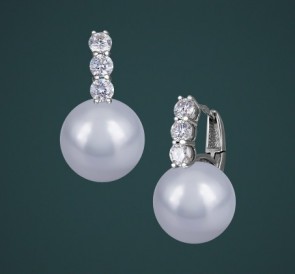 Серьги с жемчугом с-210656ббс: белый морской жемчуг, золото 585°